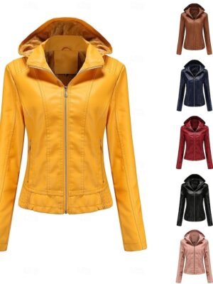 Fashion Regular Fit Plain Hooded Long Sleeve Waterproof Fleece Jacket - Image 1