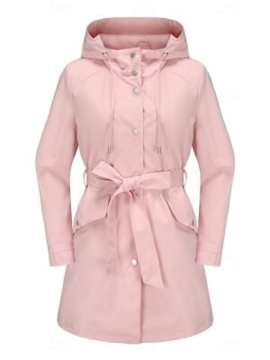 Fashion Regular Fit Plain Hooded Long Sleeve Long Coat - Image 10