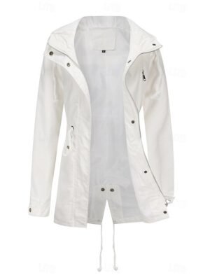 Fashion Regular Fit Plain Hooded Long Sleeve Long Coat - Image 10