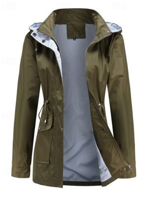 Fashion Regular Fit Plain Hooded Long Sleeve Trench Coat - Image 11