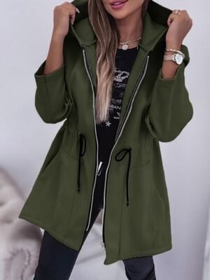 Fashion Regular Fit Plain Hooded Long Sleeve Jacket - Image 11