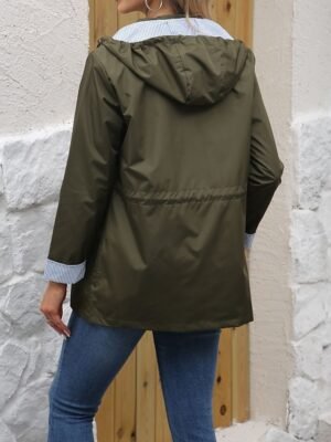 Fashion Regular Fit Plain Hooded Long Sleeve Trench Coat - Image 12