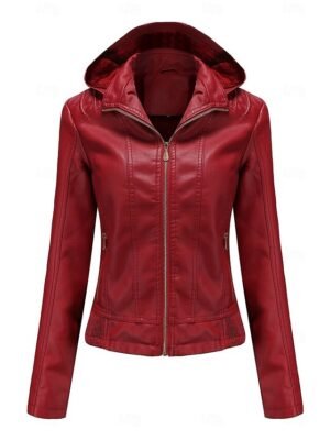 Fashion Regular Fit Plain Hooded Long Sleeve Waterproof Fleece Jacket - Image 12