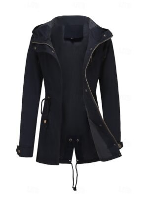 Fashion Regular Fit Plain Hooded Long Sleeve Long Coat - Image 13