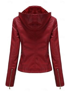 Fashion Regular Fit Plain Hooded Long Sleeve Waterproof Fleece Jacket - Image 14
