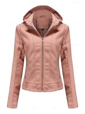 Fashion Regular Fit Plain Hooded Long Sleeve Waterproof Fleece Jacket - Image 16