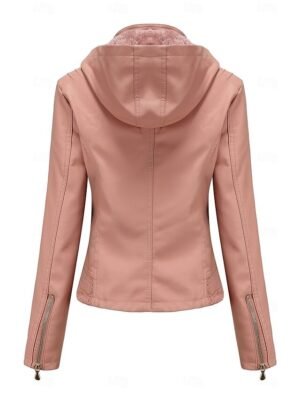 Fashion Regular Fit Plain Hooded Long Sleeve Waterproof Fleece Jacket - Image 18