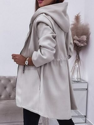 Fashion Regular Fit Plain Hooded Long Sleeve Jacket - Image 2