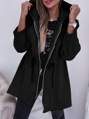Fashion Regular Fit Plain Hooded Long Sleeve Jacket - Image 4