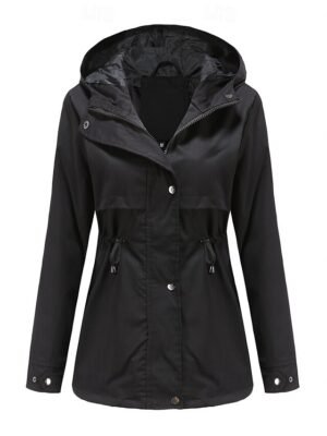 Fashion Regular Fit Plain Hooded Long Sleeve Jacket - Image 4