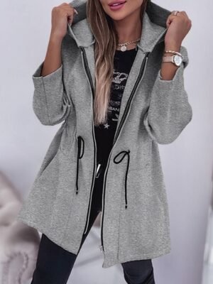 Fashion Regular Fit Plain Hooded Long Sleeve Jacket - Image 6
