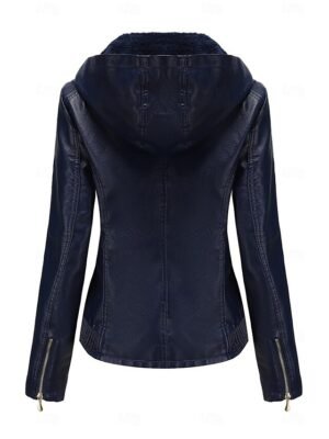 Fashion Regular Fit Plain Hooded Long Sleeve Waterproof Fleece Jacket - Image 6