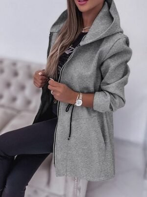 Fashion Regular Fit Plain Hooded Long Sleeve Jacket - Image 7