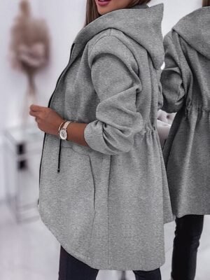 Fashion Regular Fit Plain Hooded Long Sleeve Jacket - Image 8