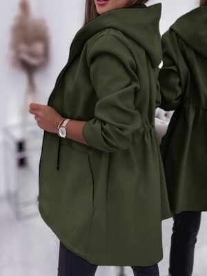 Fashion Regular Fit Plain Hooded Long Sleeve Jacket - Image 9