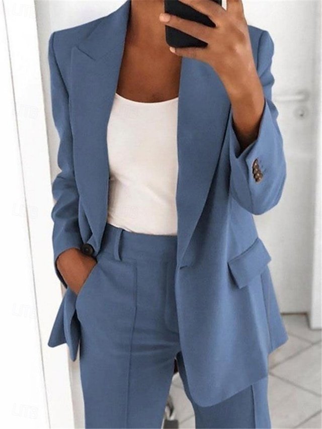 Fashion Regular Fit Plain Lapel Long Sleeve Blazer - Image 1