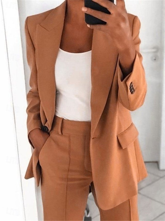 Fashion Regular Fit Plain Lapel Long Sleeve Blazer - Image 2