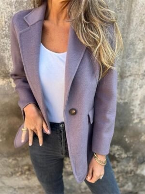 Fashion Regular Fit Plain Long Sleeve Winter Blazer - Image 7