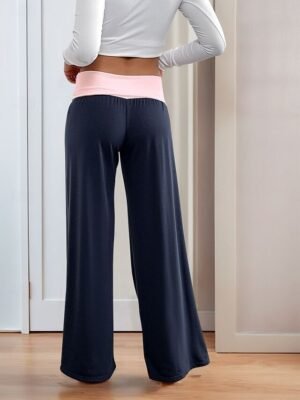Fashion Regular Fit Plain Low Waist Full Length Wide Leg Chinos - Image 3
