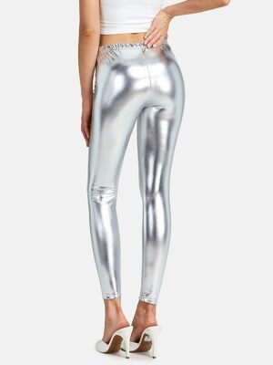 Fashion Regular Fit Plain Mid Waist Full Length Leggings - Image 12