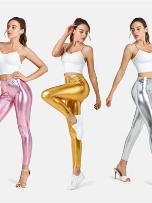 Fashion Regular Fit Plain Mid Waist Full Length Leggings - Image 14