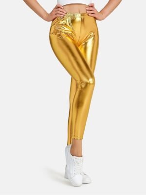 Fashion Regular Fit Plain Mid Waist Full Length Leggings - Image 7