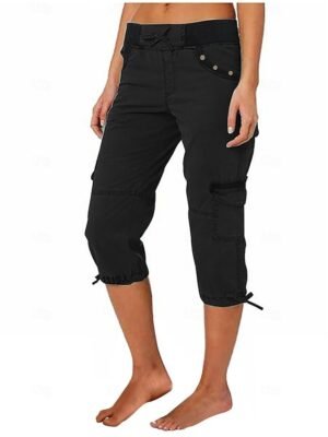 Fashion Regular Fit Plain Natural Knee Length Crop Pants - Image 1
