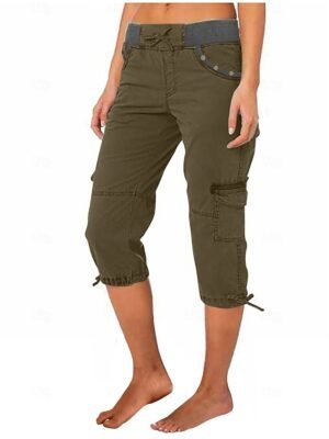 Fashion Regular Fit Plain Natural Knee Length Crop Pants - Image 10