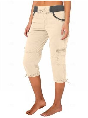 Fashion Regular Fit Plain Natural Knee Length Crop Pants - Image 3