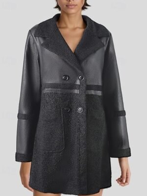 Fashion Regular Fit Plain Peaked Lapel Long Sleeve Winter Jacket - Image 1