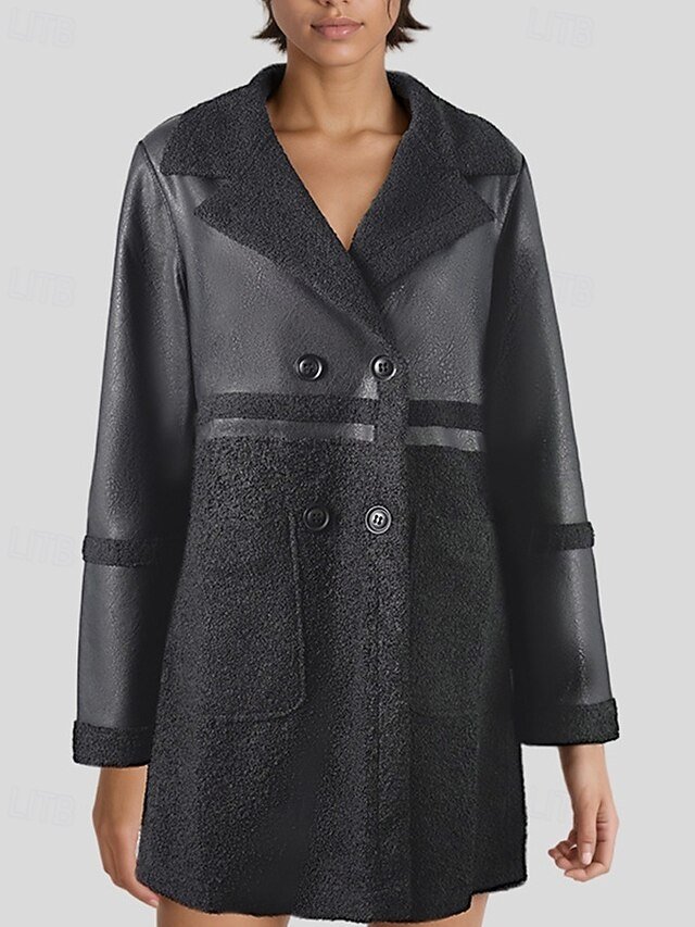 Fashion Regular Fit Plain Peaked Lapel Long Sleeve Winter Jacket - Image 1