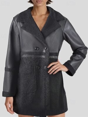 Fashion Regular Fit Plain Peaked Lapel Long Sleeve Winter Jacket - Image 2