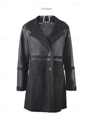 Fashion Regular Fit Plain Peaked Lapel Long Sleeve Winter Jacket - Image 4