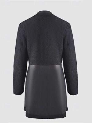 Fashion Regular Fit Plain Peaked Lapel Long Sleeve Winter Jacket - Image 5