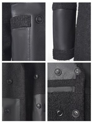 Fashion Regular Fit Plain Peaked Lapel Long Sleeve Winter Jacket - Image 6