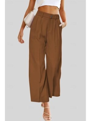 Fashion Regular Fit Plain Side Pockets Long Casual Pants - Image 8