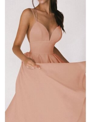 Fashion Regular Fit Plain Spaghetti Strap Sleeveless Midi Slip Dress - Image 16