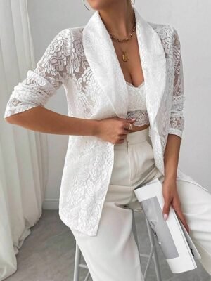 Fashion Regular Fit Plain Turndown Long Sleeve Blazer - Image 1