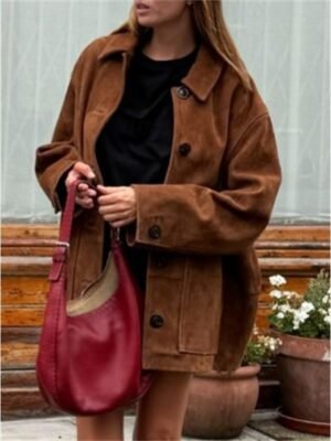 Fashion Regular Fit Plain Turndown Long Sleeve Coat - Image 1