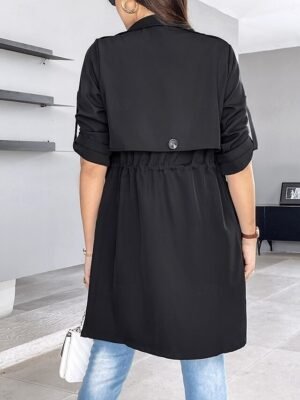 Fashion Regular Fit Plain Turndown Long Sleeve Jacket - Image 12