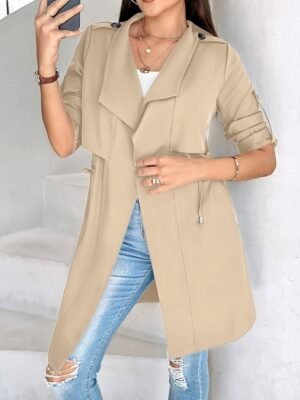 Fashion Regular Fit Plain Turndown Long Sleeve Jacket - Image 14