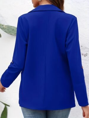 Fashion Regular Fit Plain Turndown Long Sleeve Blazer - Image 15