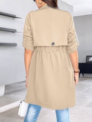 Fashion Regular Fit Plain Turndown Long Sleeve Jacket - Image 17