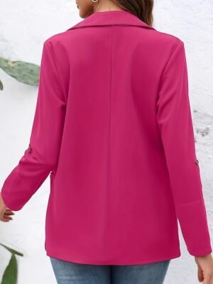 Fashion Regular Fit Plain Turndown Long Sleeve Blazer - Image 18