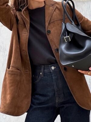 Fashion Regular Fit Plain Turndown Long Sleeve Blazer - Image 2