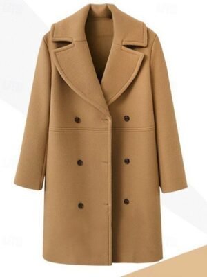 Fashion Regular Fit Plain Turndown Long Sleeve Long Parka - Image 2