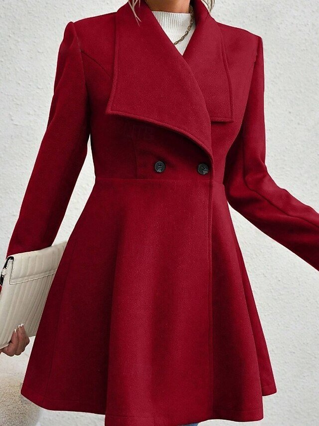 Fashion Regular Fit Plain Turndown Long Sleeve Long Coat - Image 2