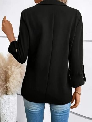 Fashion Regular Fit Plain Turndown Long Sleeve Blazer - Image 3