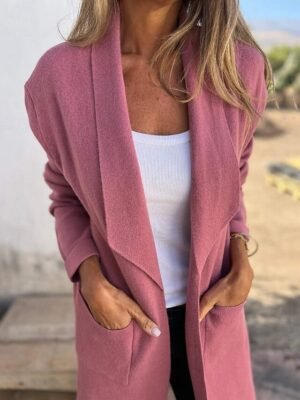 Fashion Regular Fit Plain Turndown Long Sleeve Cardigan - Image 3