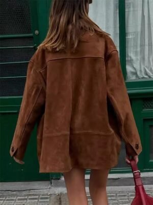 Fashion Regular Fit Plain Turndown Long Sleeve Coat - Image 3